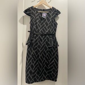 Valerie Bertinelli Black and Gray Patterned Midi Dress